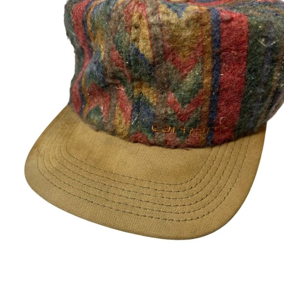 Carhartt Vintage Snapback Hat Cap Aztec Blanket USA Made 80's Distressed Retro - Picture 11 of 11
